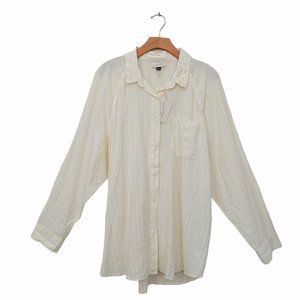 Universal Thread Tunic Shirt Womens XXL Yellow Linen Blend Stripes Beach Coastal